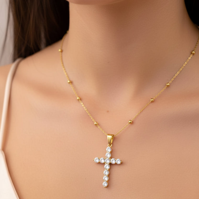Collana Croce Light Gold