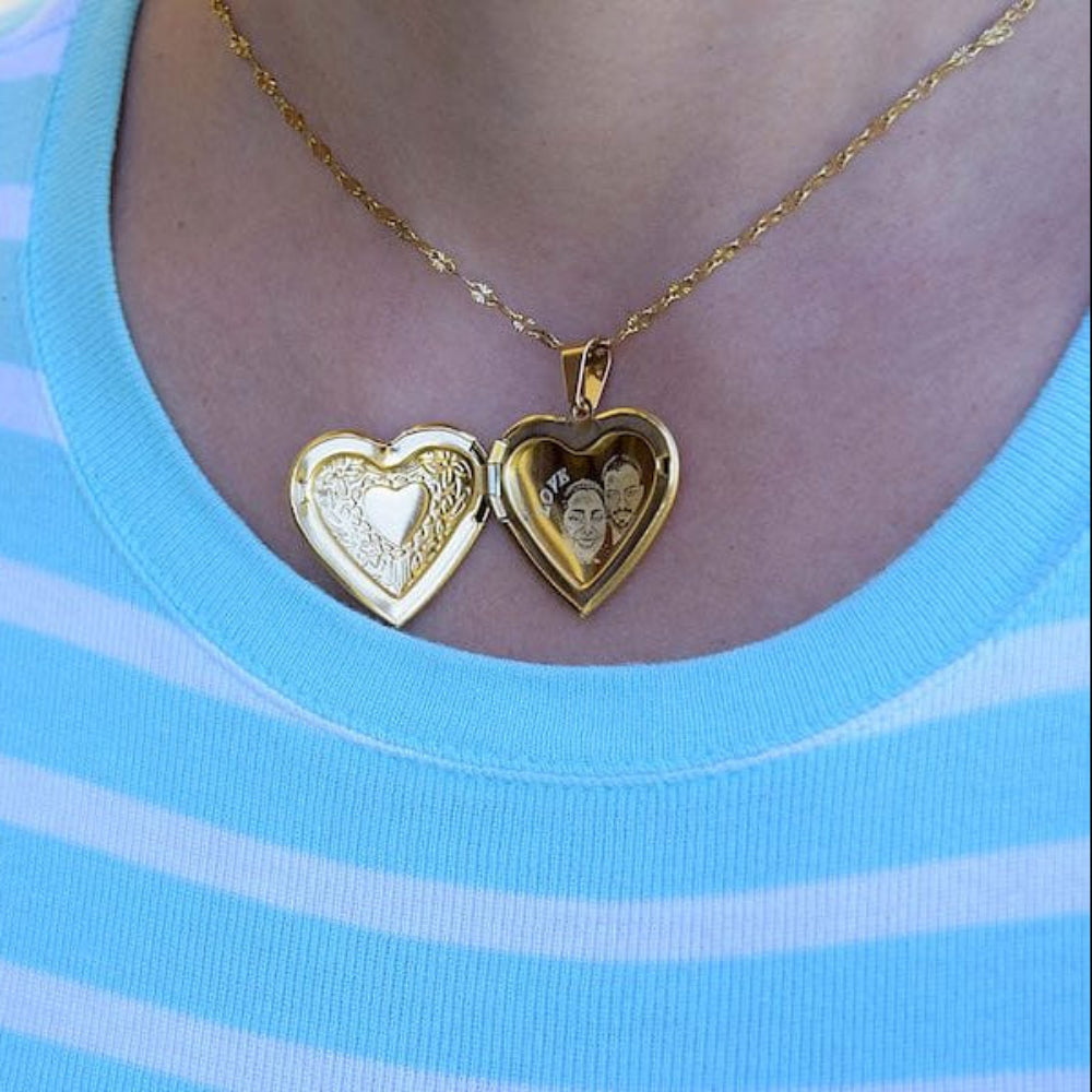 Photo-Engraved Gold Locket Necklace