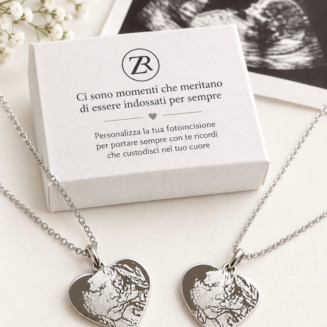 Collana semplice con Cuore Fotoinciso