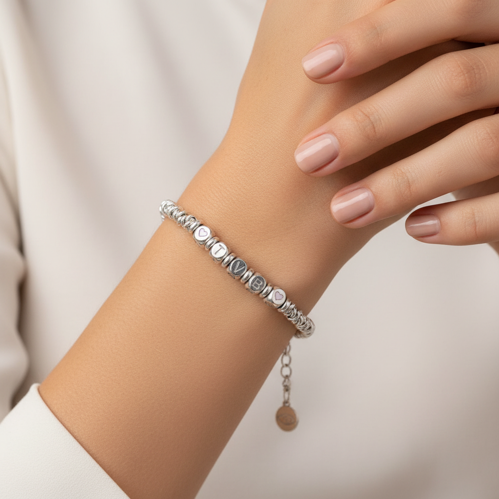Bracciale Nodino con Cubi incisi