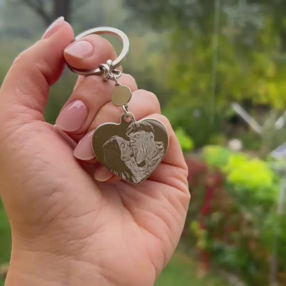 Portachiavi semplice con cuore fotoinciso