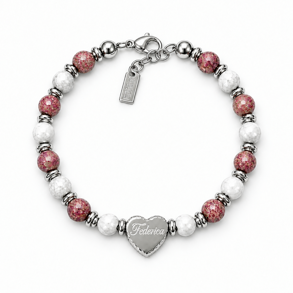 Bracciale Heart Diaspro & Howlite